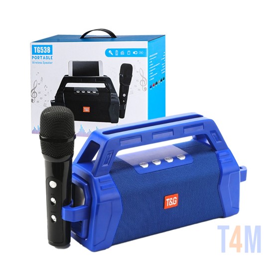 T&G Portable Karaoke Wireless Speaker TG-538 with Microphone Blue